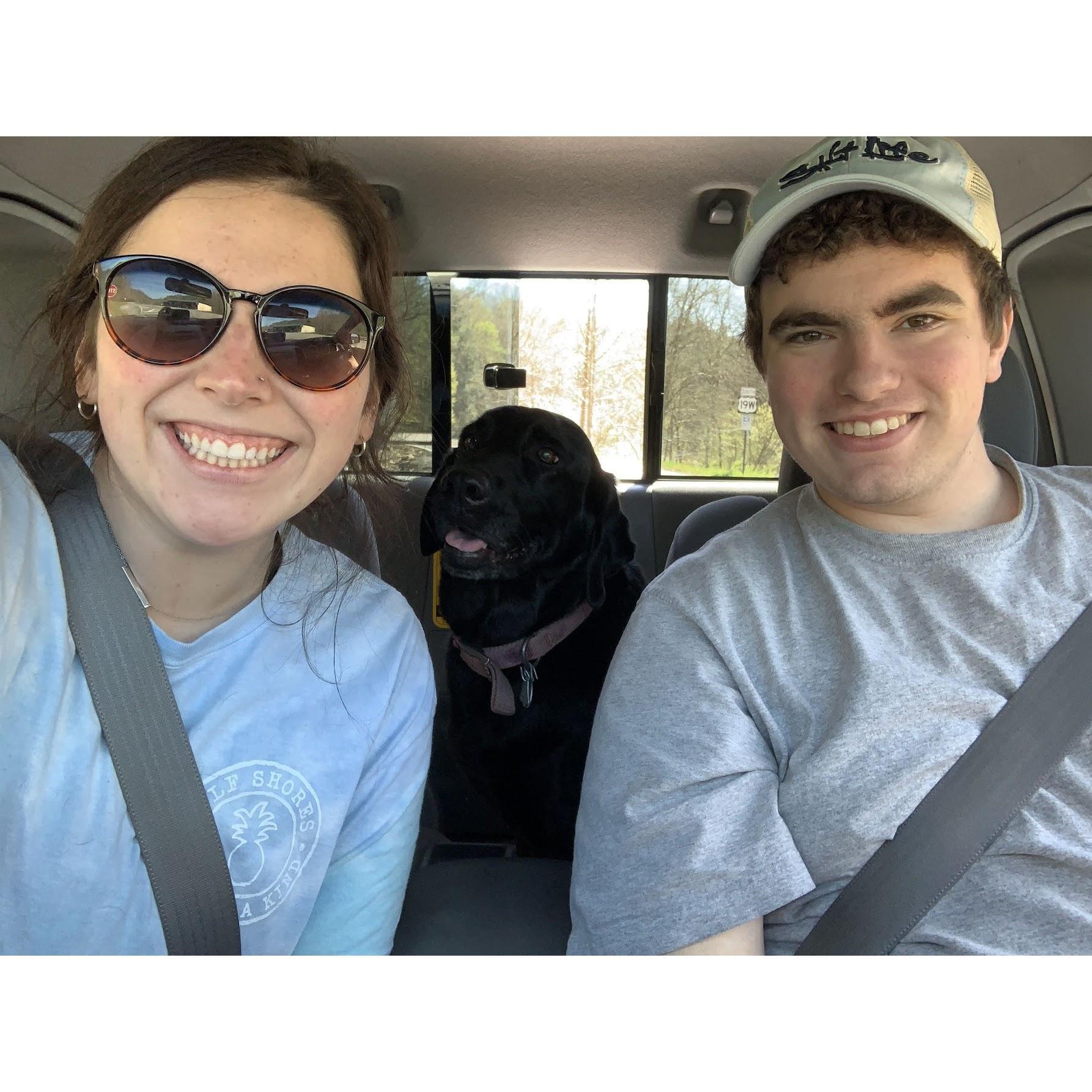 Truck rides with sweet Molly.