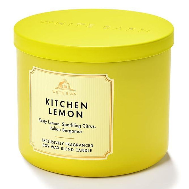 Bath & Body Works Kitchen Lemon 3-Wick Candle 14.5 oz – Zesty Lemon, Sparkling Citrus & Italian Bergamot – Bright Room-Filling Fragrance