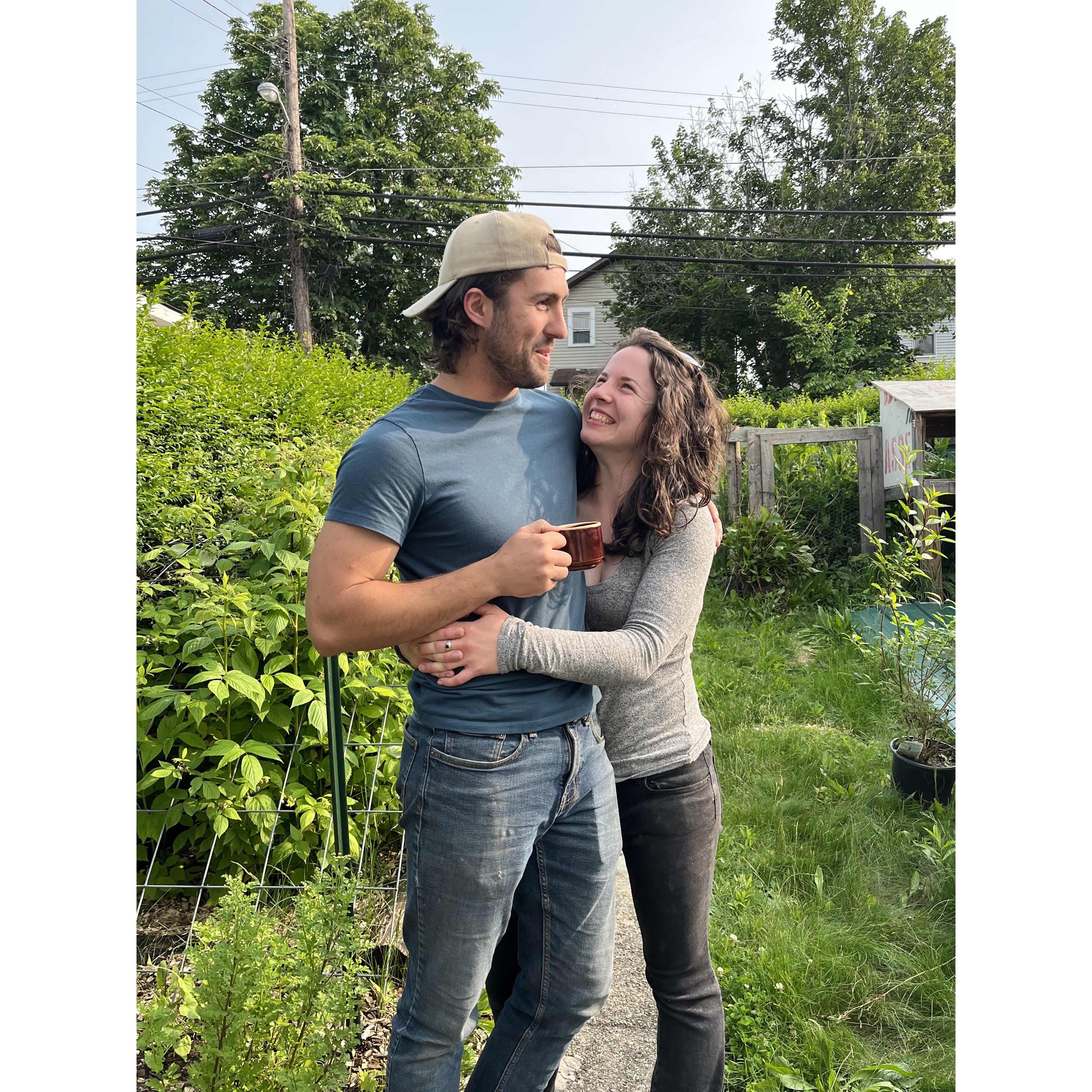 Photo taken during our surprise engagement party.