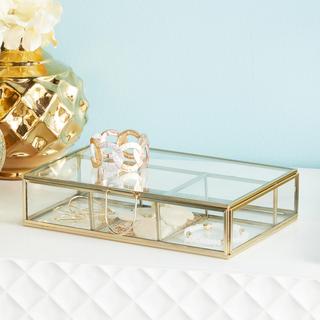 Golden Modern Glass Jewelry Box