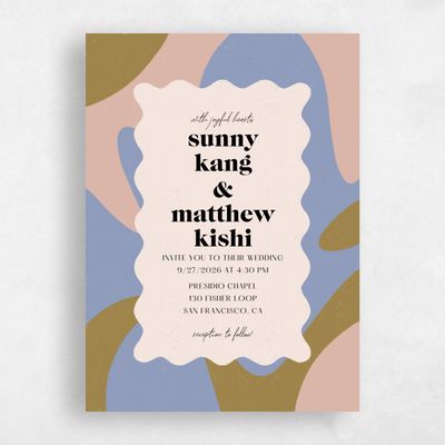 Dusty Blue Wedding Invitation - Allegria Portrait
