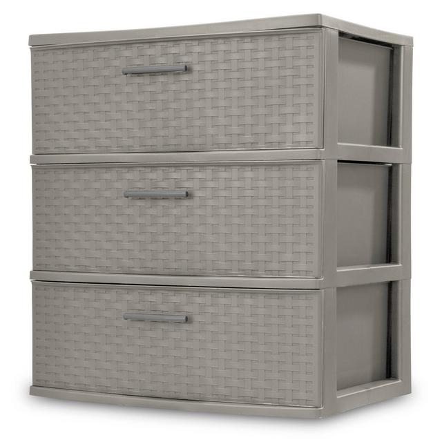 3 Drawer Wide Tower Utility Storage Weave Gray - Room Essentials™