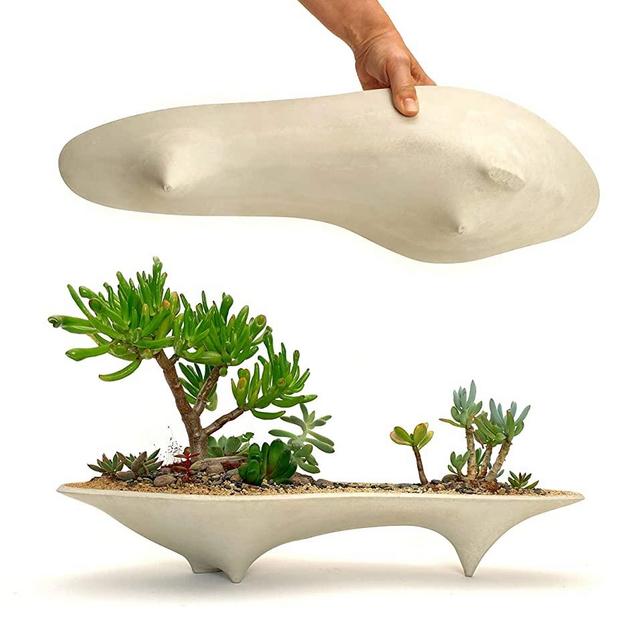 Island Concrete Modern Planter | long succulent planter