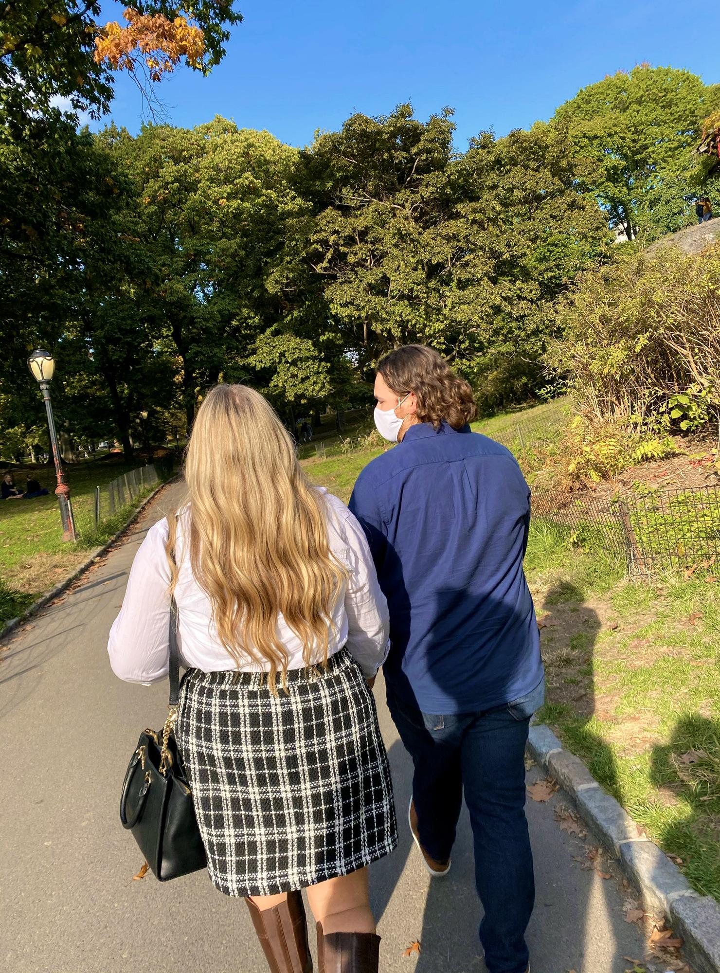 Beginning our walk through Central Park to the Bethesda Fountain where Max would propose!