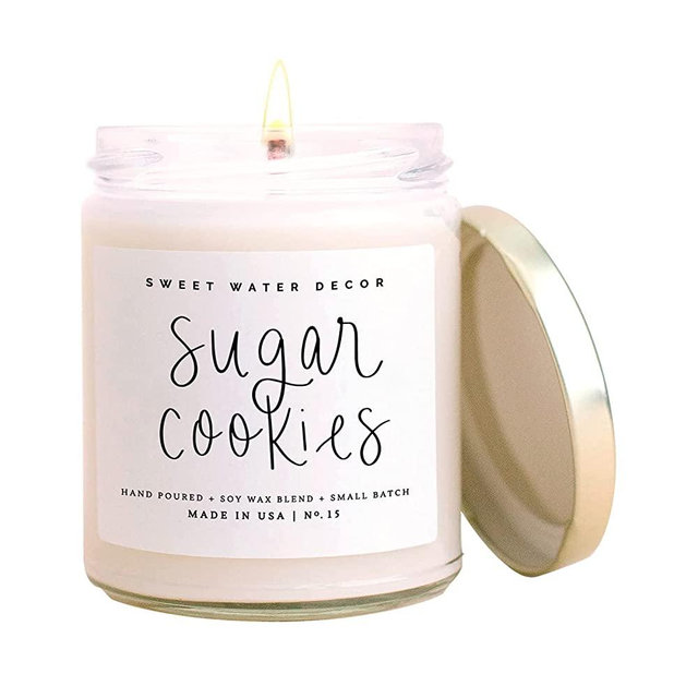 Sweet Water Decor Sugar Cookies Candle | Buttercream Frosting and Vanilla Winter Holiday Scented Soy Candles for Home | 9oz Clear Glass Jar, 40 Hour Burn Time, Made in the USA