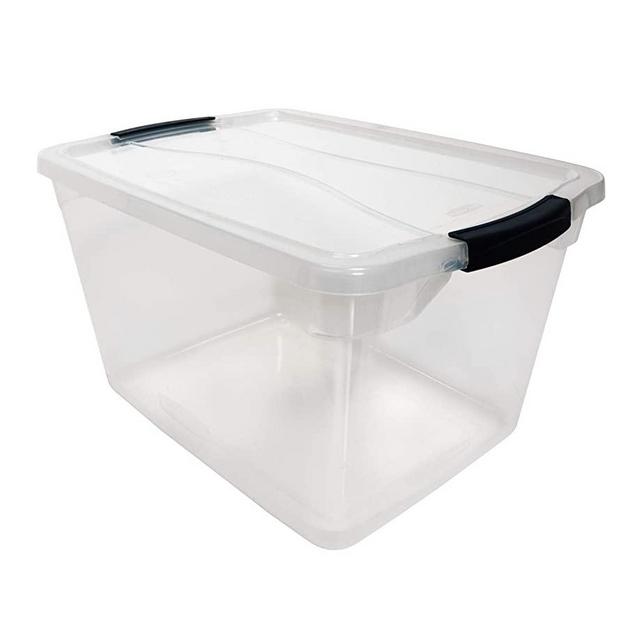 Rubbermaid Cleverstore Clear 30 QT Pack of 6 Stackable Plastic Storage Containers with Durable Latching Clear Lids