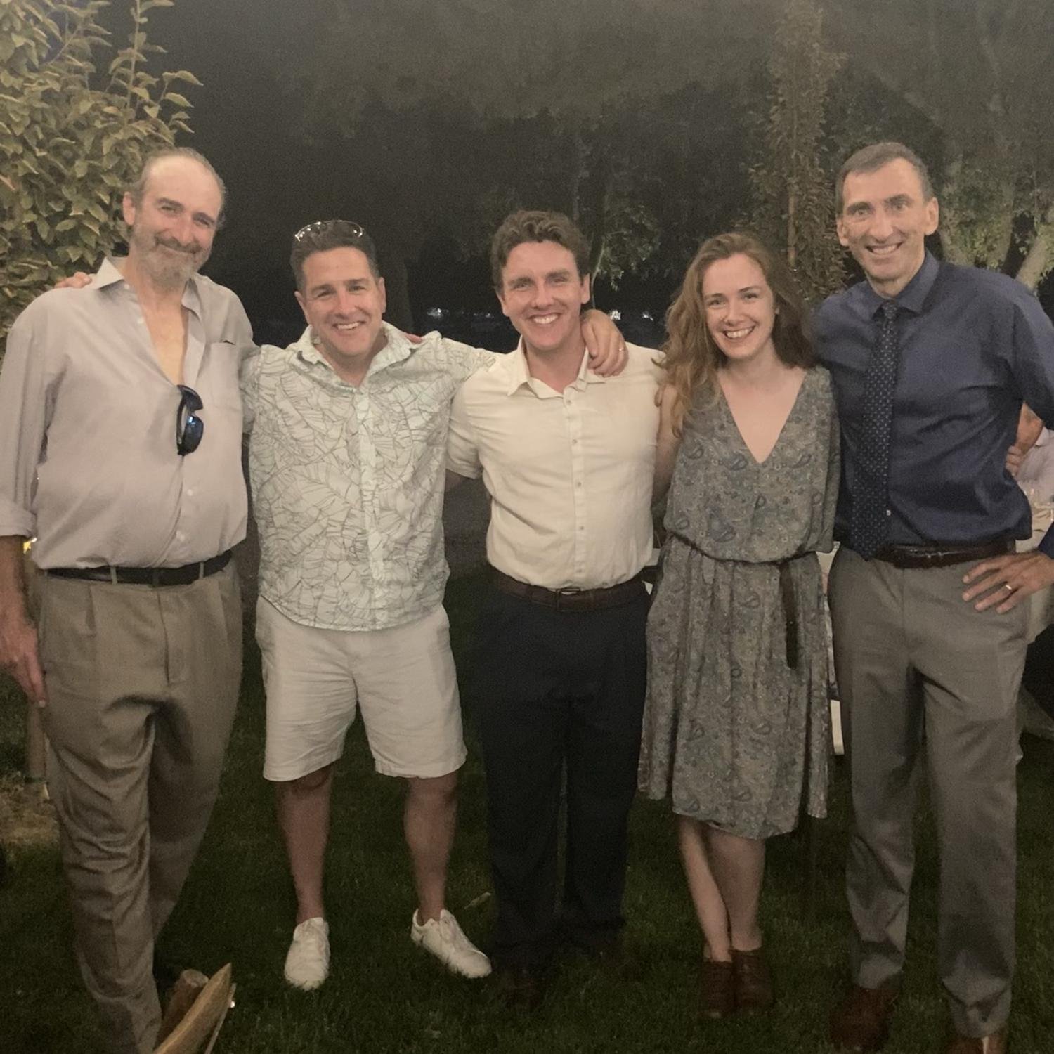Celebrating with siblings and cousins: Tim, Steve, Mark and Peter