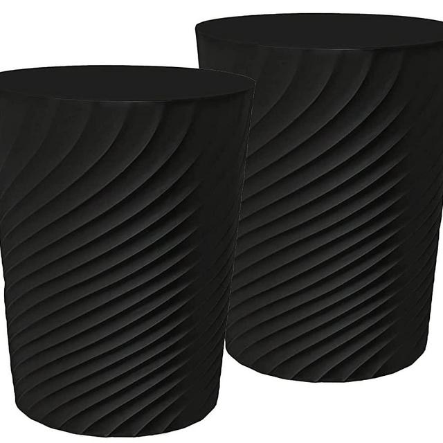 1.8 Gallon Small Trash Can Wastebasket Recycling Bin Slim Profile for Compact Spaces Bathroom, Office, Bedroom, Kitchen (1.8 Gallon-2pack, Black)
