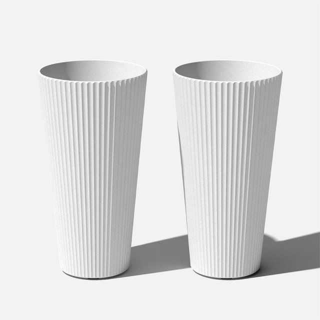 Veradek Demi Series 26" Tall Plastic-Stone Planter - White 2 Pack