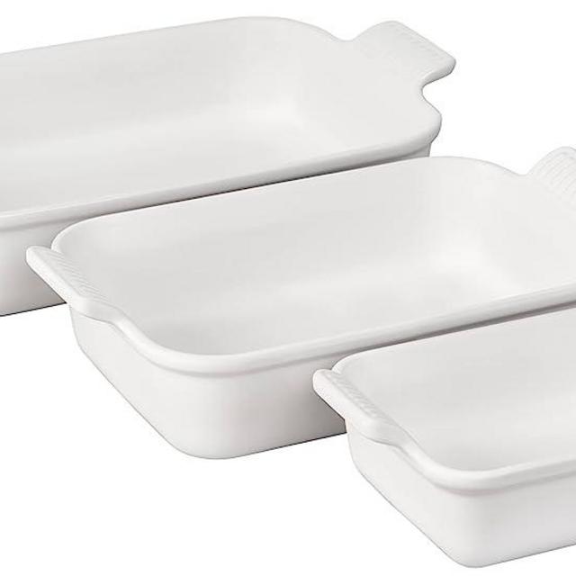 Le Creuset Stoneware Heritage Set 3 Rectangular Dishes, White