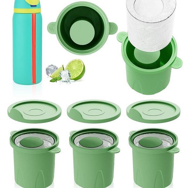 Ice Molds for Owala 24-40oz, Set of 3, Food-Grade Soft Silicone, No White Residue, Easy to Release, Straw Placement Compatible with Owala FreeSip, Keeps Drinks Cold Longer (Green)