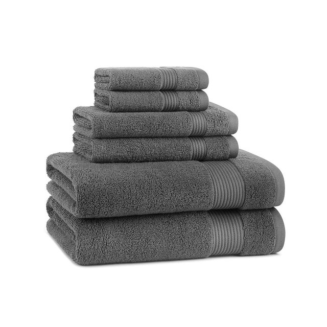 Arkwright Bath Towels Set of 6 - Super Soft 100% Cotton, 600 GSM Quick Dry & Absorbent, Luxury Bathroom Essentials with 2 Shower Towels, 2 Hand Towels and 2 Washcloths, Pewter Grey