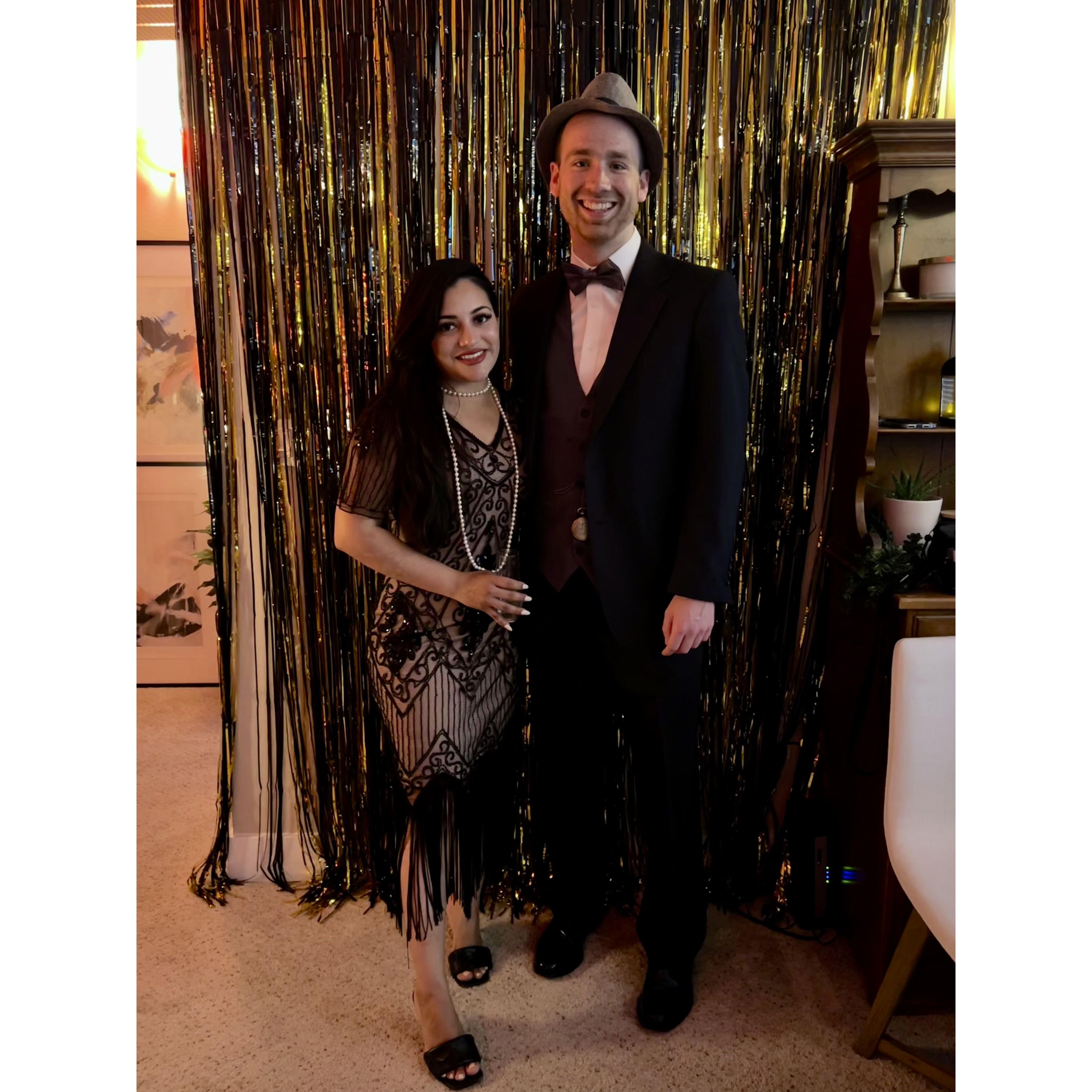 Throwback to Sam’s roaring 30th! Prohibition-themed party at Julia’s place—and our first ever pic together (just friends… at the time 😉)