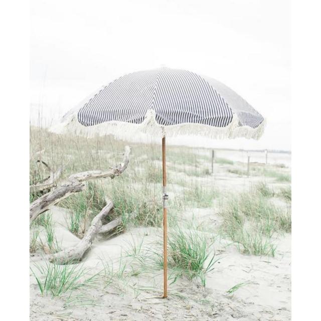 The Premium Beach Umbrella - Lauren's Navy Stripe