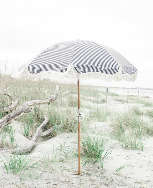 The Premium Beach Umbrella - Lauren's Navy Stripe