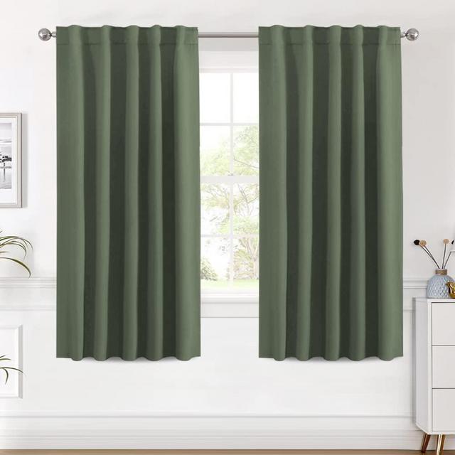 H.VERSAILTEX Blackout Curtains Thermal Insulated Window Treatment Panels Room Darkening Blackout Drapes for Living Room Back Tab/Rod Pocket Bedroom Draperies (2 Panels, Bronze Green, 42 x 63 Inch)