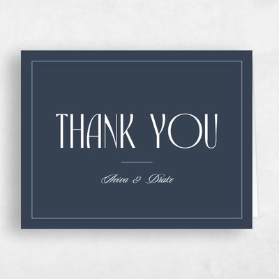 Grayed Navy, Blue Wedding Thank You - Trogir Landscape