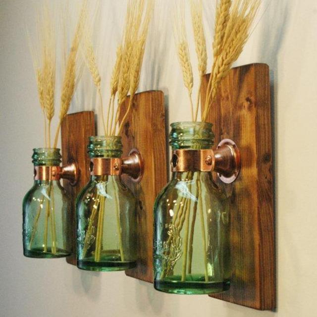 Farmhouse style 1868 Green Honey Bottles, Farmhouse kitchen, home wall decor, shabby chic bottles, country kitchen, antique bottles, glass