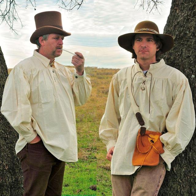 18th Century Camp Work Shirts - Button & Leather Lace Front