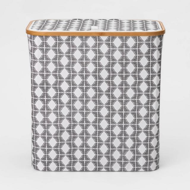 Bamboo Rim Laundry Hamper with Lid Geo Pattern - Threshold™