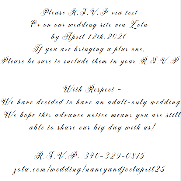 RSVP via text to 346-329-0815