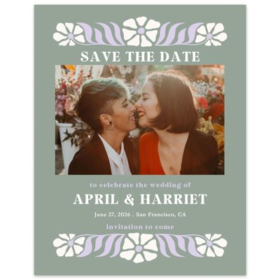 Sage, Green Wedding Digital Save the Date - Bellefleur Photo