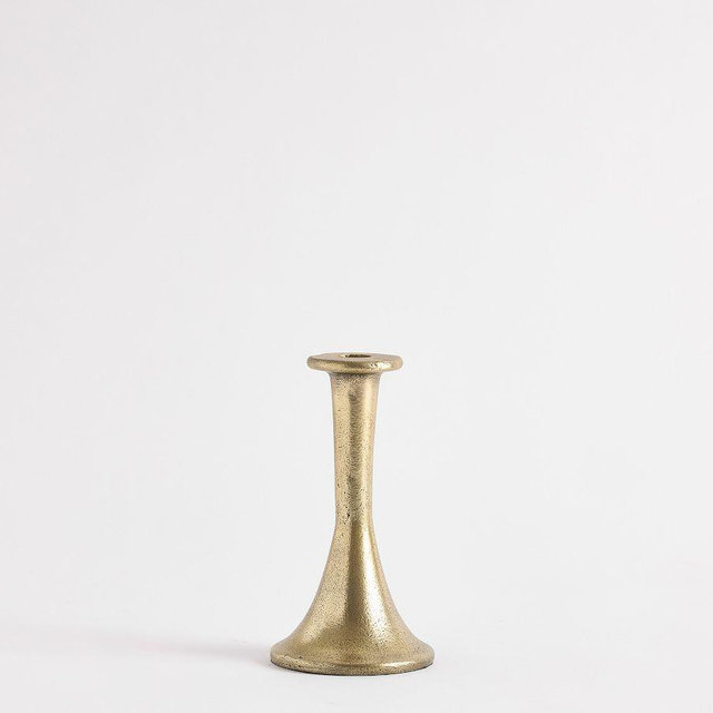 Trumpet Taper Candle Holder, Brass, Small