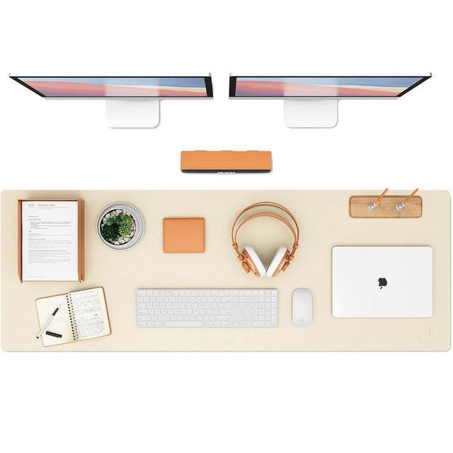 K KNODEL Large Desk Mat, Office Desk Pad, Computer Desk Mat, Laptop Mat for Desk, Desk Protecor Mat, Desktop Mat, Desk Writing Pad, Desk Blotter Pad, Desk Cover Mat (47.2"x17", Ivory Cream)
