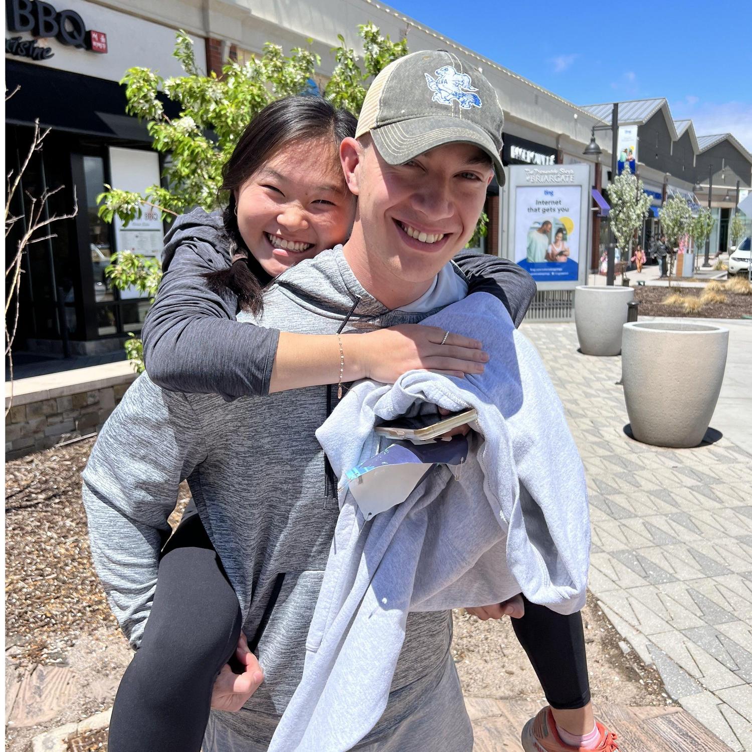 One of our first pictures together! Megan just ran a half marathon, and Ty was nice enough to give her legs a little break