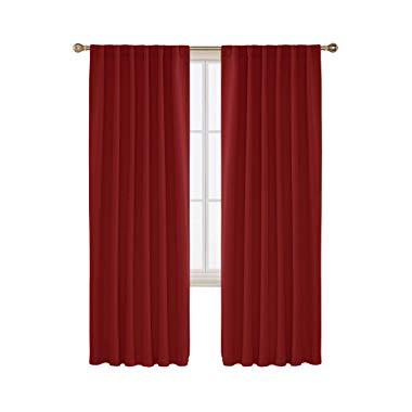 Deconovo Blackout Curtains Back Tab and Rod Pocket Thermal Insulated Room Darkening Curtains for Living Room 52x84 Inch True Red