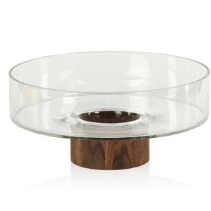 Glass + Walnut Wood Serving Bowl | 10.75in by Zodax
