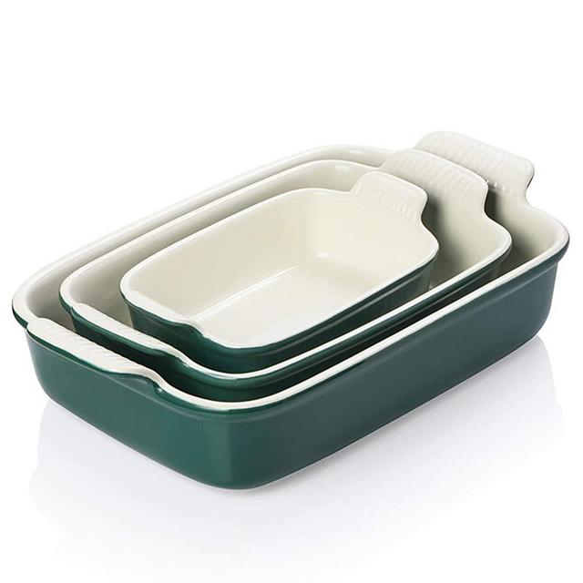 SWEEJAR Porcelain Bakeware Set for Cooking, Ceramic Rectangular baking dish Lasagna Pans for Casserole Dish, Cake Dinner, Kitchen, Banquet and Daily Use, 9.8 x 13 inch (Jade)