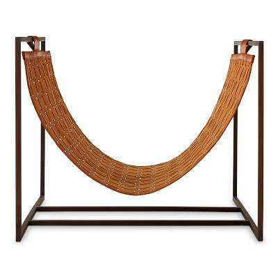 Concord Woven Leather Log Holder, Tan