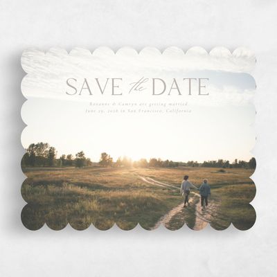 Beige Scalloped Wedding Save the Date - Velarde Photo