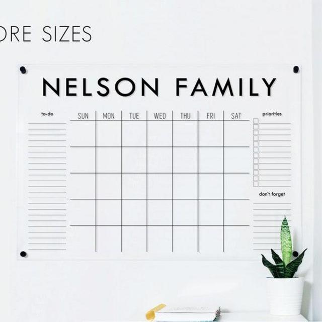 Large Acrylic Calendar, Dry Erase Monthly Acrylic Wall Calendar