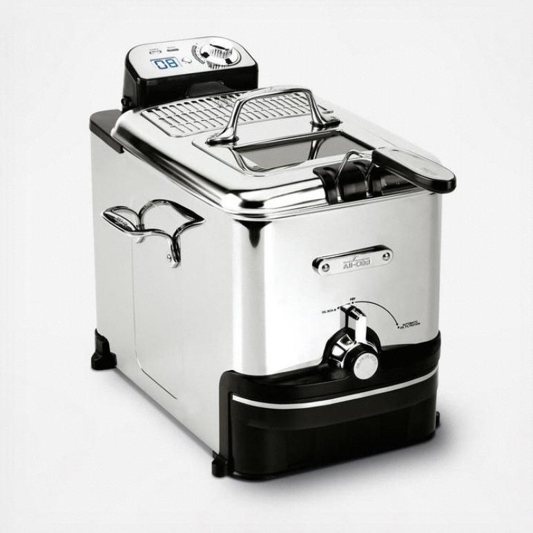 All-Clad EJ814051 3.5 L Easy Clean Pro Stainless Steel Deep Fryer with Digital Timer and Adjustable temperature, Silver