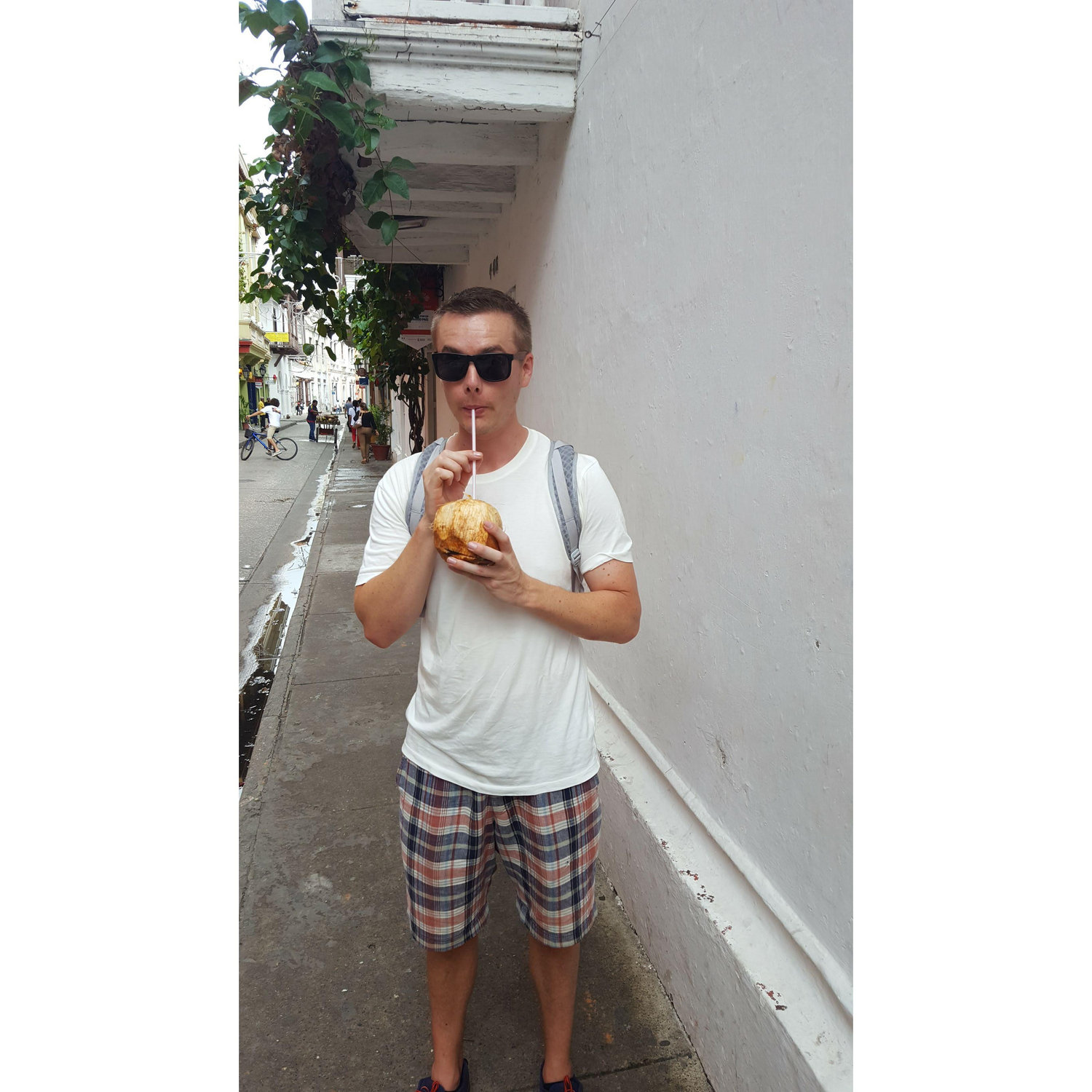 A refreshingly cold coconut in Cartagena, Colombia