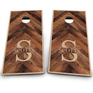 Monogram Cornhole Board Set | Outdoor Lawn Game - Grass Green, Blue