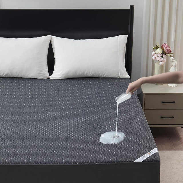Queen Mattress Protector, Waterproof Noiseless Mattress Cover with Deep Pocket for 6-18 inches Mattress, Soft & Breathable Mattress Pad Machine Washable (Dark Gray)