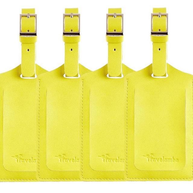 Travelambo Luggage Tags for Suitcases PU Leather Travel Tags Bag Tags Privacy Protection Travel Essentials