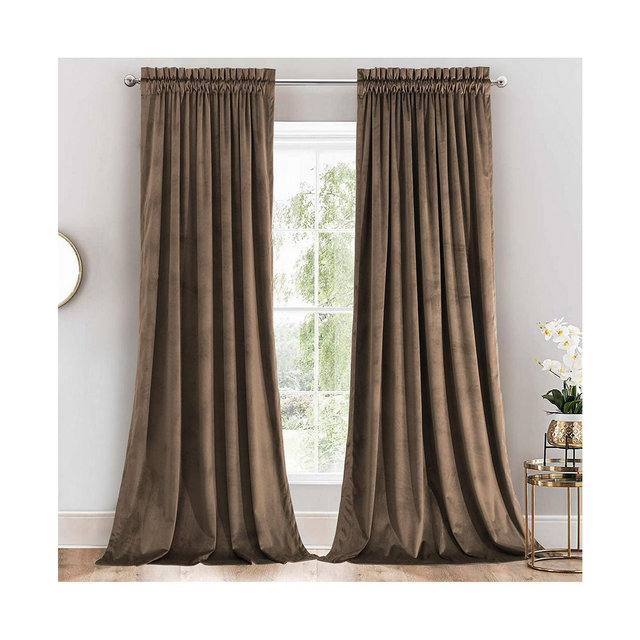Egyptian Linens Set of 2 Heavyweight Velvet Curtain Rod Pocket Panels