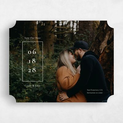 Beige Ticket Wedding Save the Date - Griffith Portrait