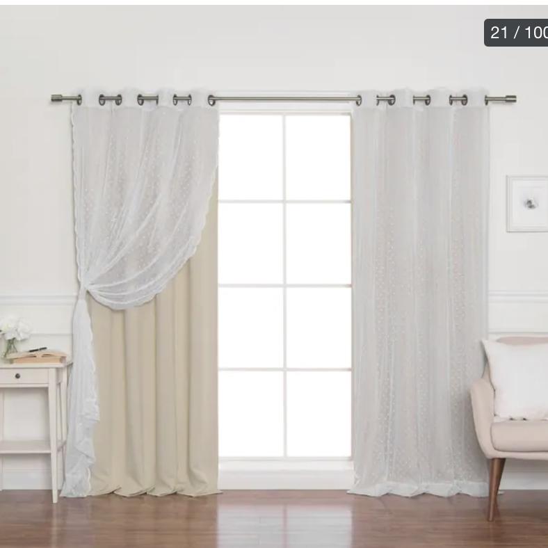 Fortier Sheer Pretty Dot Max Blackout Grommet Curtain Panels (Set of 2)- Natural color