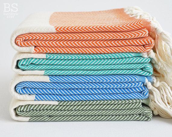 Herringbone Style Turkish Beach Bath Towel Peshtemal / Bath, Beach, Spa, Swim, Pool Towels