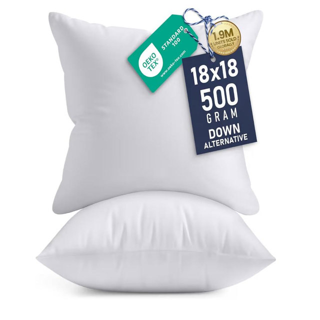 Utopia Bedding 18x18 Pillow Inserts, Set of 2, White – Indoor Decorative Throw Pillows for Bed, Sofa & Couch – Soft, Supportive & Fluffy Cushion Inserts