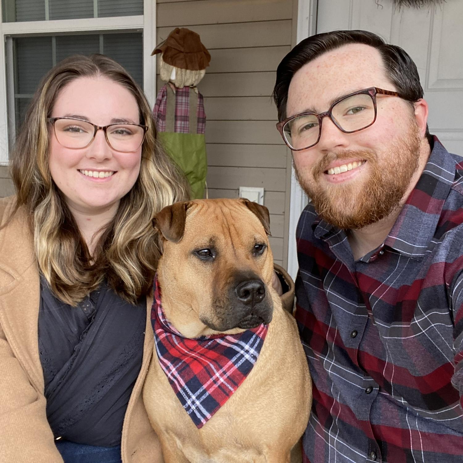 Our first Christmas Card photo together. Featuring, Nola