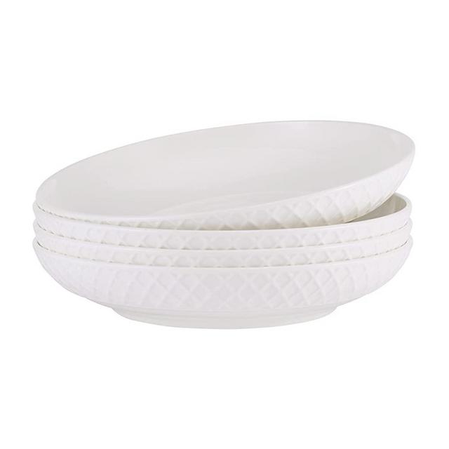 Mikasa Trellis Chip Resistant Set of 4 Pasta Bowls, 8-Inch, White