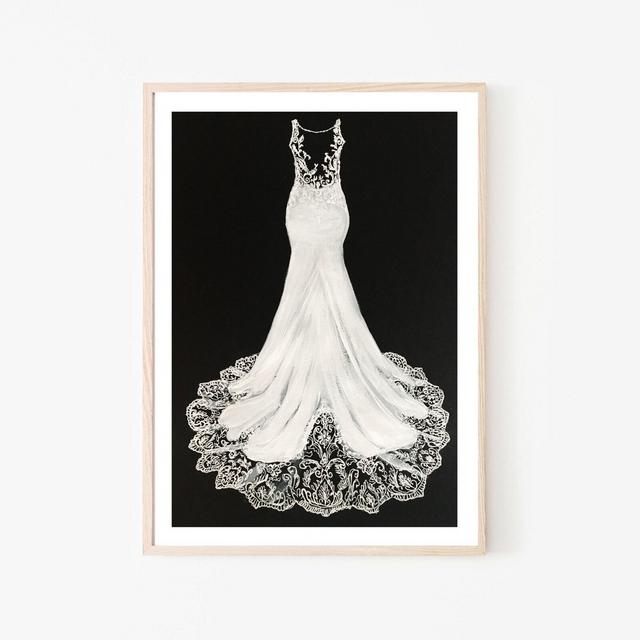 Wedding illustration, Custom Wedding gift, First Year Paper Anniversary Gift Wedding Gift, hand drawn, bridal illustration, dress sketch