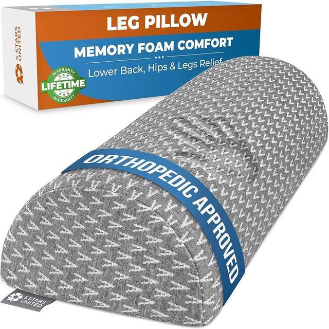 5 STARS UNITED Knee Pillow for Back Sleeping - Memory Foam Bolster Pillow for Legs and for Back Pain - Under Knee Pillow for Sleeping on Back - Half Moon Pillow - Roll Knee Support Pillows for Bed