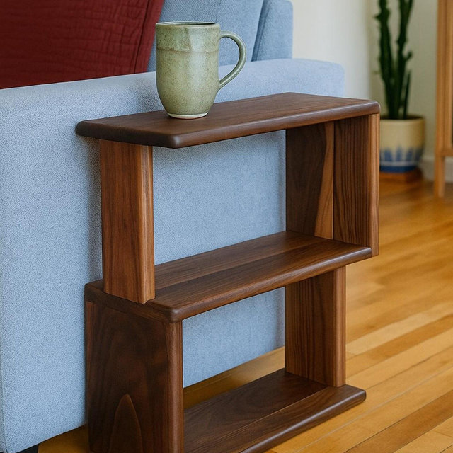Solid Black Walnut Narrow Coffee Table - The Canopy - Handmade Mid-Century Modern Low Table, Minimalist Wood Centerpiece for Living Room